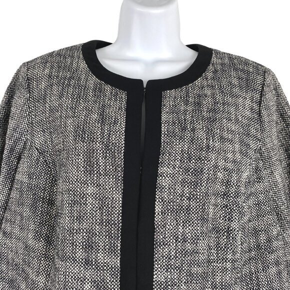 Talbots‎ Blazer Jacket Size 14 Black White Cotton Blend Office Career CJ-1032 - Picture 3 of 7